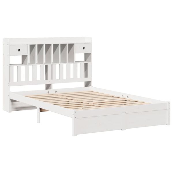 vidaXL Bookcase Bed without Mattress White 160x200cm Solid Wood Pine