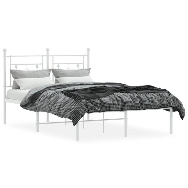 vidaXL Metal Bed Frame without Mattress with Headboard White 120x190cm