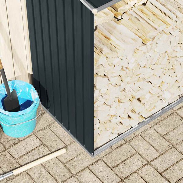 vidaXL Garden Log Storage Shed Galvanised Steel 330x84x152 cm Anthracite