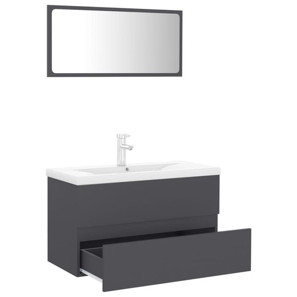 vidaXL Bathroom Furniture Set Grey Engineered Wood