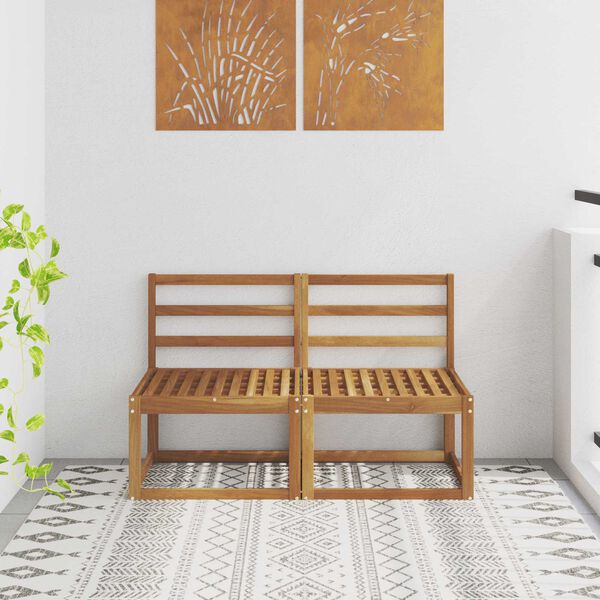 vidaXL 2 Piece Outdoor Middle Sofa Solid Acacia Wood Natural
