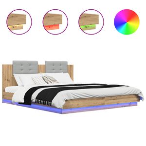 vidaXL Bed Frame with Headboard Artisan Oak 200 x 200 cm