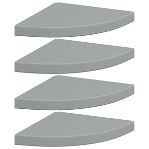 vidaXL Floating Corner Shelves 4 pcs Grey 35x35x3.8 cm MDF