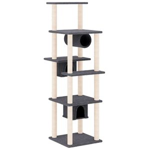 vidaXL Cat Tree with Sisal Scratching Posts Dark Grey 169 cm