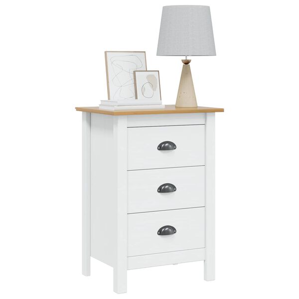 vidaXL Bedside Cabinet Hill White and Honey Brown 46 x 35 x 65 cm