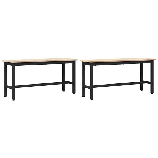 vidaXL Dining Benches 2 pcs Natural 100 x 32.5 x 49 cm Solid pine wood