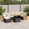 vidaXL 8 Piece Garden Sofa Set with Cushions Black Poly Rattan Acacia