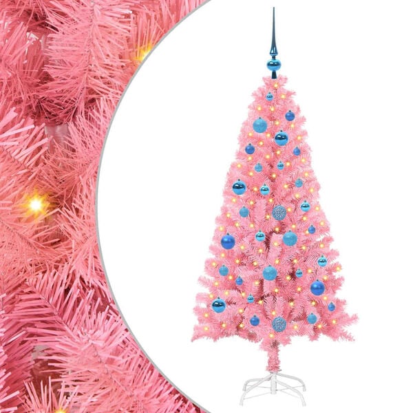 vidaXL Christmas Tree with 150 LEDs with Stand Pink 150 cm PVC