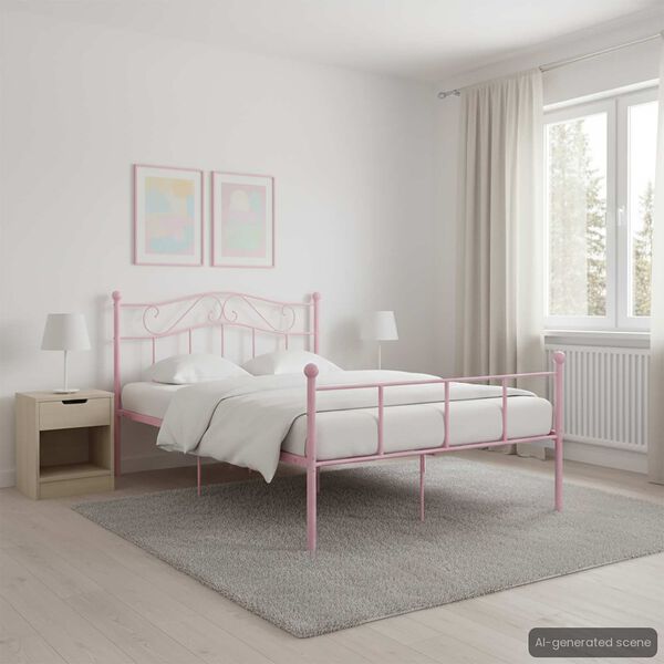 vidaXL Bed Frame without Mattress Pink Metal 120x200 cm