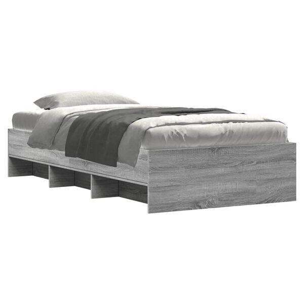 vidaXL Bed Frame without Mattress Grey Sonoma 90x190 cm Single Engineered Wood