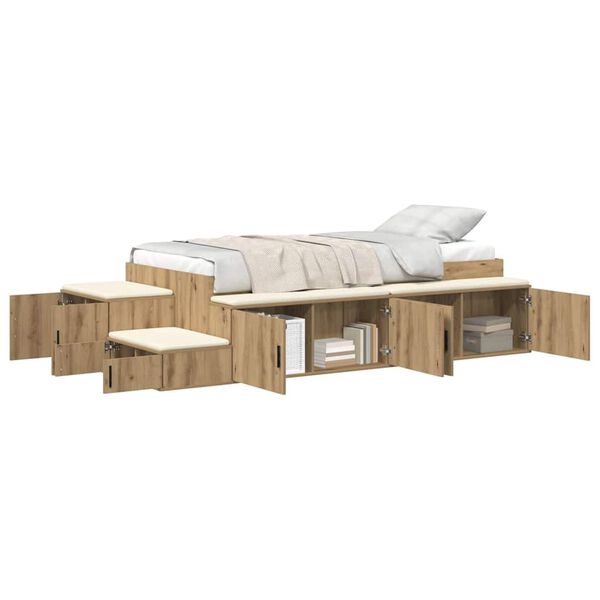 vidaXL Storage Bed Frame Artisan Oak 90 cm Engineered Wood