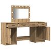 vidaXL Dressing Table with Mirror Lights 3 pcs Brown Engineered Wood