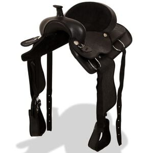 vidaXL Western Horse Saddle | Black | Real Leather | 16" | Sturdy