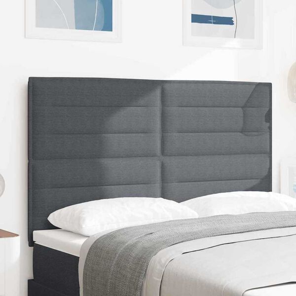 vidaXL LED Headboard with LED Strip Lights Dark grey 160 cm Fabric