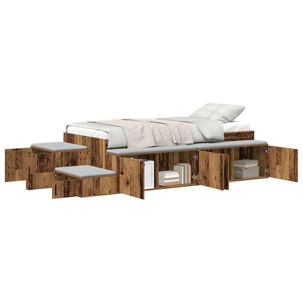 vidaXL Storage Bed Frame Old wood 234 x 103 x 53.5 cm Engineered wood