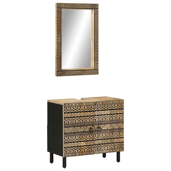 vidaXL 2 Piece Bathroom Furniture Set Solid Wood Mango