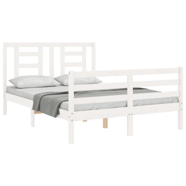 vidaXL Bed Frame without Mattress White 140x190 cm Solid Wood