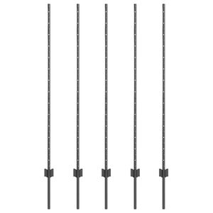 vidaXL Embedded Fence Post 5 pcs Grey 180 cm Powder-Coated Steel