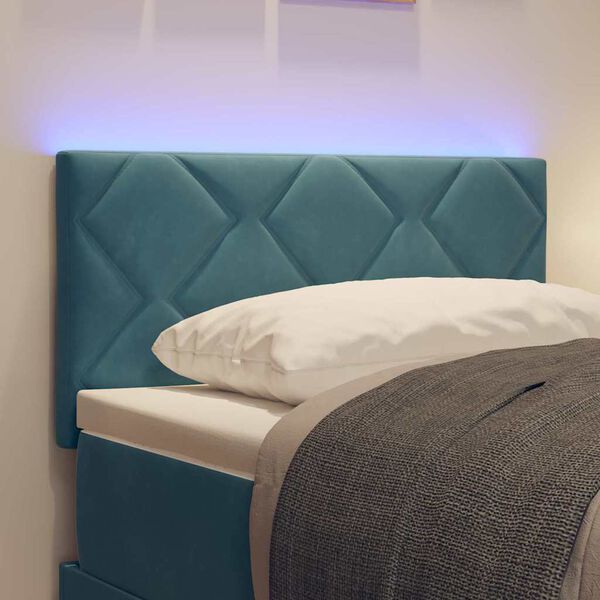 vidaXL LED Headboard with LED Strip Lights Dark blue 80 cm Velvet