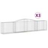 vidaXL Arched Gabion Baskets 3 pcs 400x50x80/100 cm Galvanised Iron