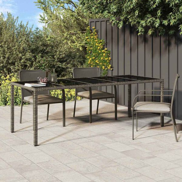 vidaXL Garden Dining Table Grey 250 x 100 x 75 cm Poly Rattan