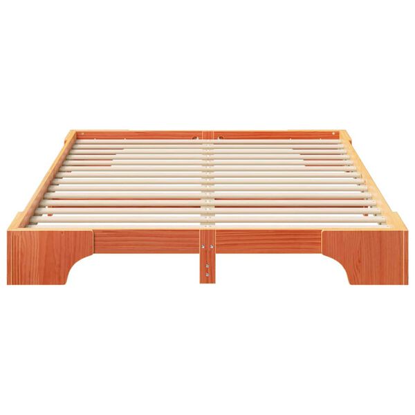 vidaXL Bed Frame Brown 140 x 210 cm Solid Pine Wood