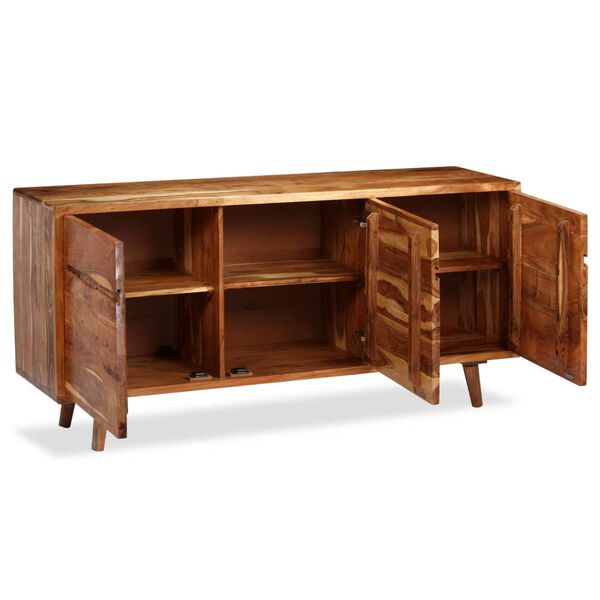 vidaXL Sideboard Solid Wood with Carved Doors 160x40x75 cm