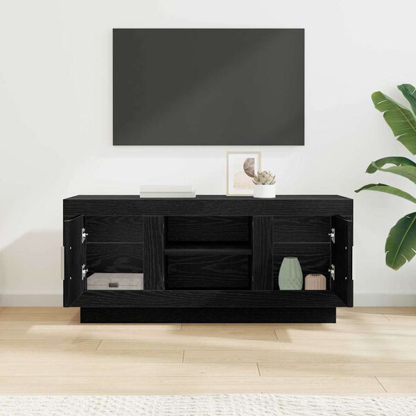 vidaXL TV Cabinet Black Oak 102 x 35 x 45 cm Engineered Wood