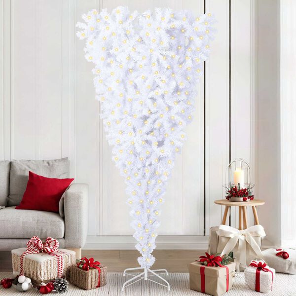 vidaXL Artificial Christmas Tree with Stand White 210 cm PVC and Steel
