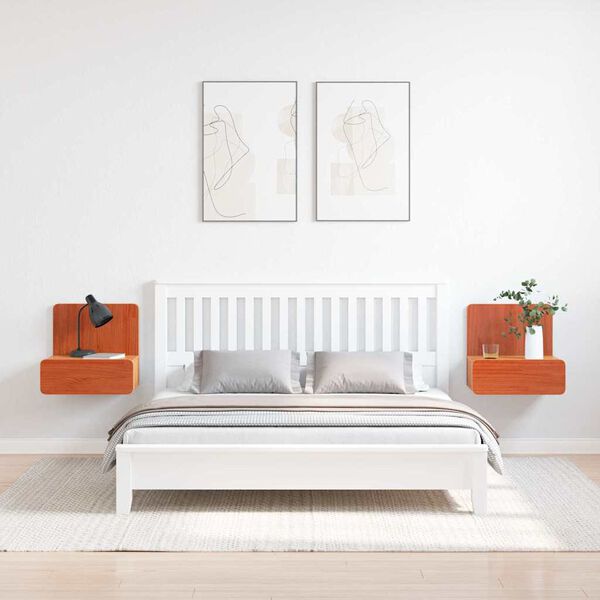 vidaXL Bedside Table 2 pcs Wax Brown 44 x 32.5 x 40 cm Solid pine wood