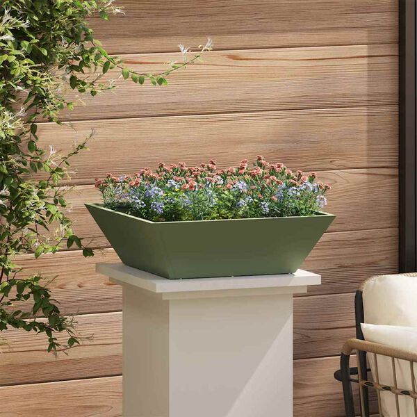vidaXL Garden Planter Olive Green 50 x 50 x 15 cm Cold-rolled Steel