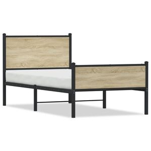 vidaXL Metal Bed Frame without Mattress Sonoma Oak 100x190 cm