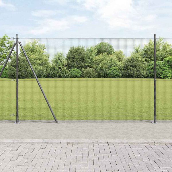 vidaXL Fence with Posts Grey 1.5 x 10 m Steel