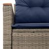 vidaXL Garden Sofa with Cushions 2-Seater Grey Poly Rattan