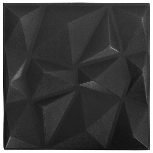vidaXL Wall Panels 24 pcs Diamond Black 50 x 50 cm XPS Foam