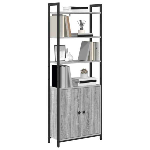 vidaXL Book Cabinet Grey Sonoma 60 x 24 x 161 cm Engineered Wood