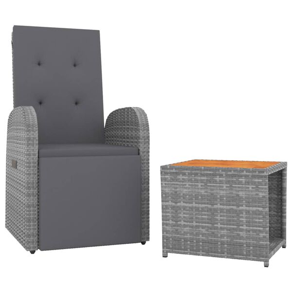 vidaXL 2 Piece Garden Lounge Set Grey Poly Rattan&Solid Wood Acacia