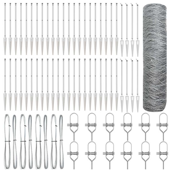 vidaXL Fence Post Silver 100 x 1 m (50 mm mesh) Steel