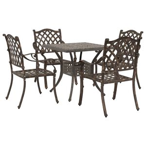 vidaXL Garden Table Set 5 pcs Bronze Cast Aluminium