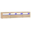 vidaXL TV Cabinet with LED Lights Sonoma Oak 210x35x40 cm
