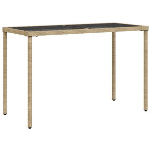 vidaXL Garden Table with Glass Top Beige 115x54x74 cm Poly Rattan