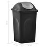 vidaXL Trash Bin with Swing Lid 60L Black and Silver
