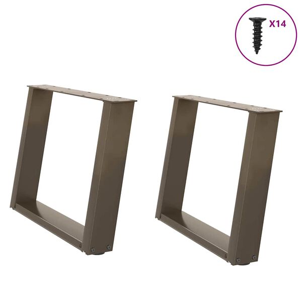 vidaXL Coffee Table Legs U-Shaped 2 pcs Natural Steel 60x(42-43) cm Steel