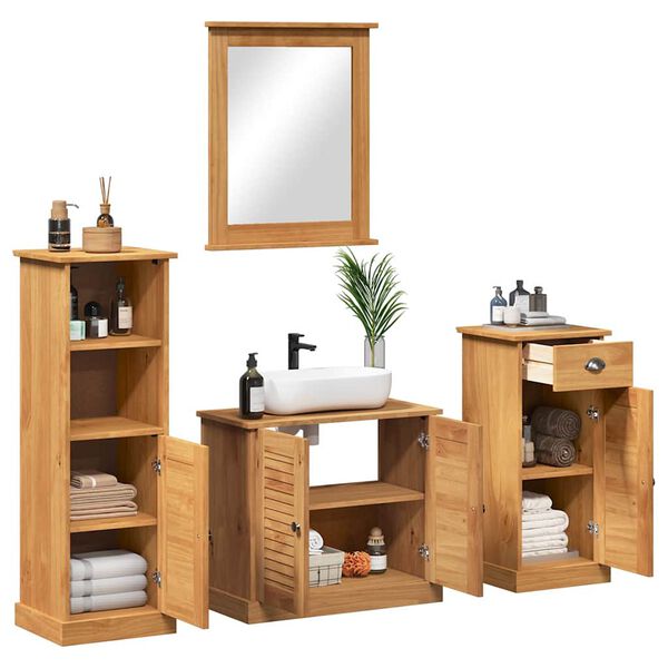 vidaXL Bathroom Furniture Set VIGO 4 pcs Honey Brown Solid Pine Wood