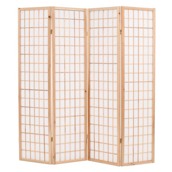 vidaXL Folding 4-Panel Room Divider Japanese Style 160x170 cm Natural