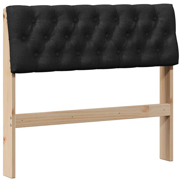 vidaXL Upholstered Headboard Black 90 cm Solid Pine Wood