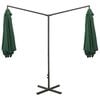 vidaXL Double Garden Parasol with Steel Pole Green 600 cm