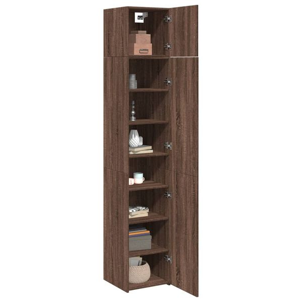 vidaXL Slim Storage Cabinet Brown Oak 40x42.5x225 cm Engineered Wood