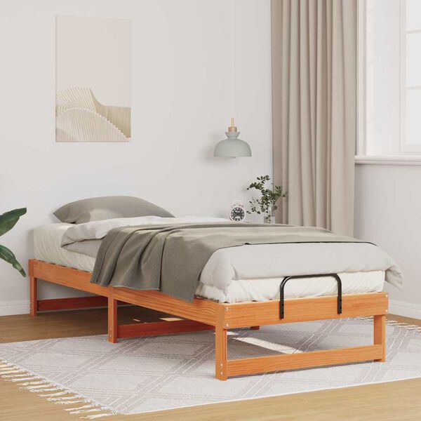 vidaXL Bed Frame Brown 80 x 210 cm Solid Pine Wood