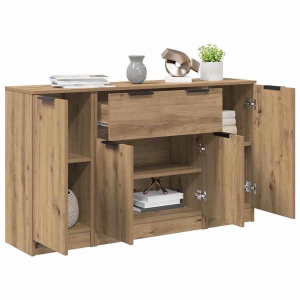 vidaXL Sideboard with Drawer 3 pcs Artisan Oak Engineered Wood